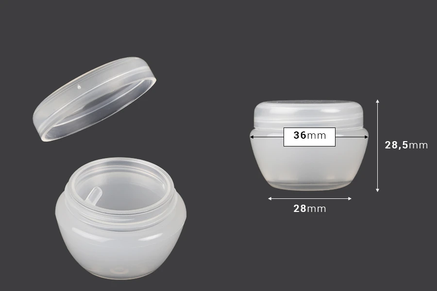 Pot pour crèmes de 10ml en acrylique, translucide avec joint en plastique - 12 pcs Pot pour crèmes de 10ml en acrylique, translucide avec joint en plastique - 12 pcs