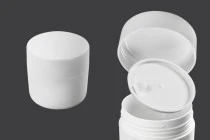 Βαζάκι δίπατο 50 ml πλαστικό λευκό με παρέμβυσμα - 12 τμχ
