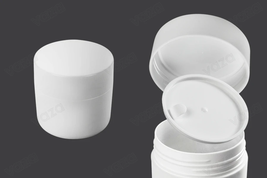 Βαζάκι δίπατο 50 ml πλαστικό λευκό με παρέμβυσμα - 12 τμχ Βαζάκι δίπατο 50 ml πλαστικό λευκό με παρέμβυσμα - 12 τμχ-εικόνα_προϊοντική