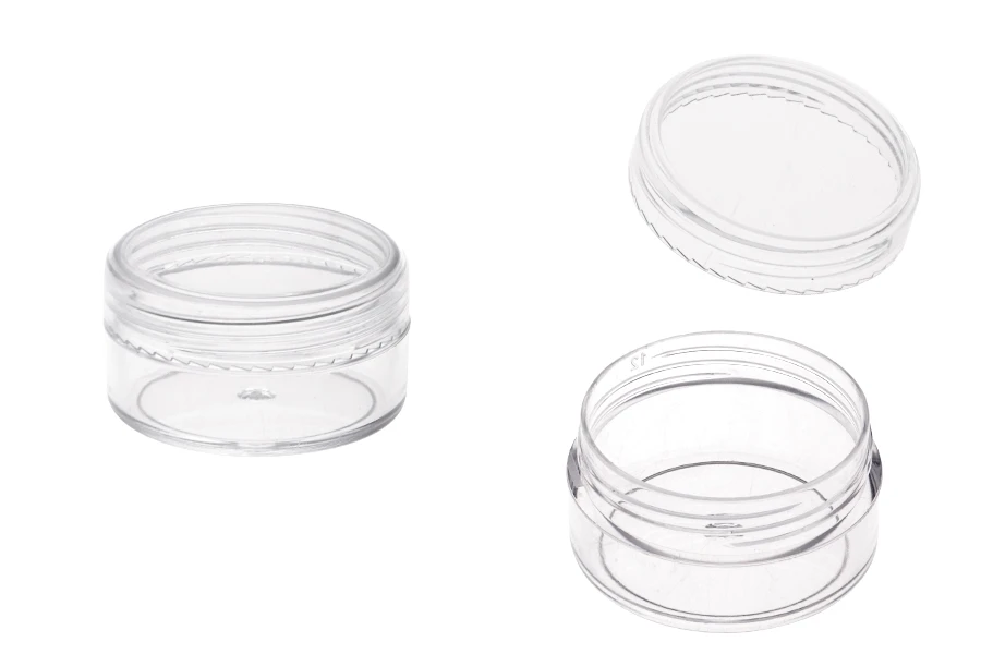 10 ml transparent acrylic jar with cap - available in a package with 12 pcs