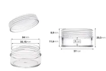10 ml transparent acrylic jar with cap - available in a package with 12 pcs