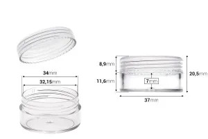 Pot en acrylique de 10ml avec couvercle - 12 pcs-2