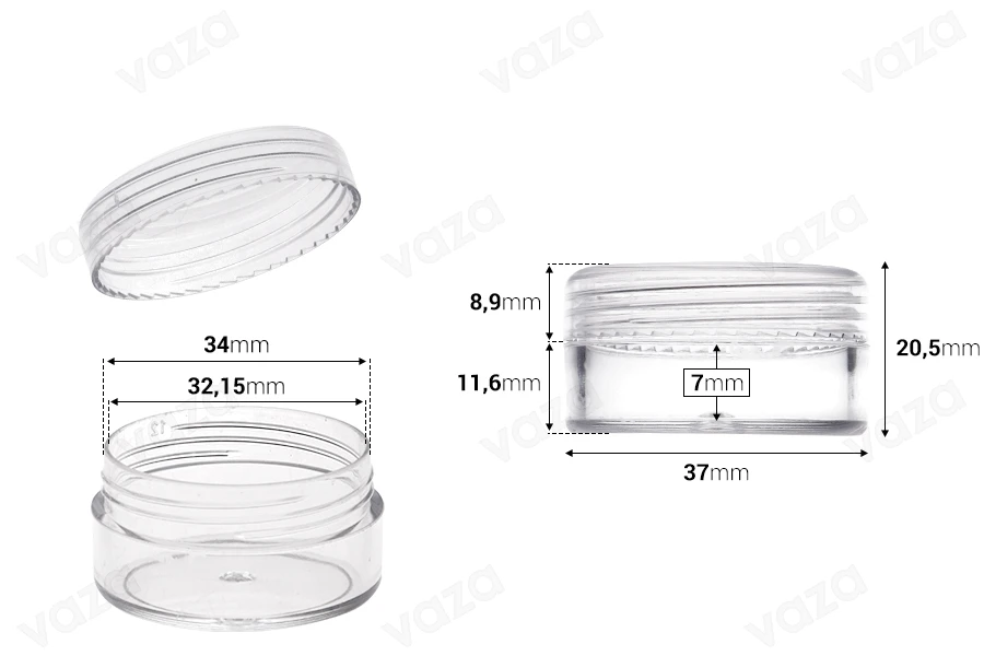 Vasetto in acrilico da 10 ml con tappo - 12 pz-dimensioni_immagine