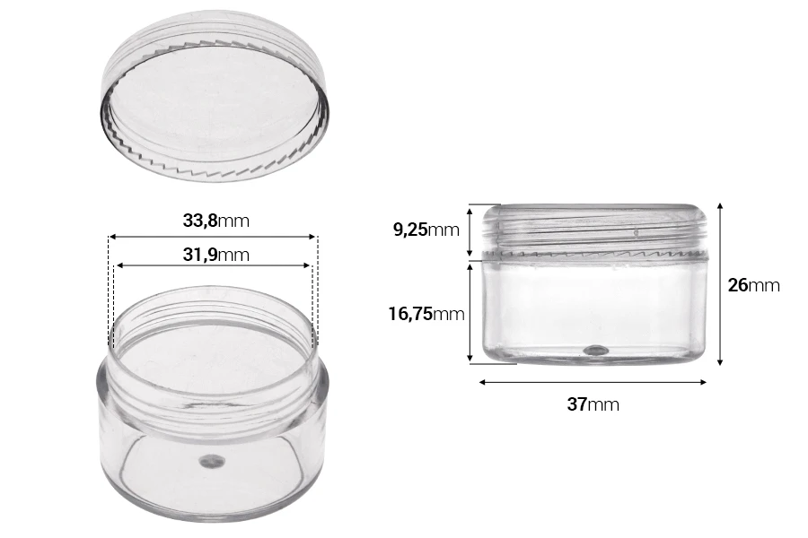 Βάζο ακρυλικό 15 ml με καπάκι - 12 τμχ