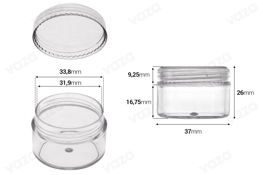 Acryl- Cremedose 15ml mit Deckel -12 Stücke-bildabmessungen