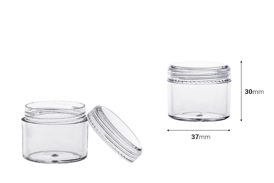 Acrylglas 20ml transparent mit Deckel - 12 Stück