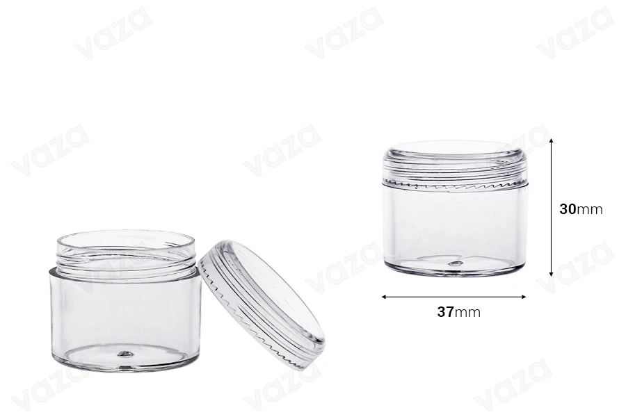 Transparent 20ml acrylic jar with cap - 12 pcs-image_dimensions