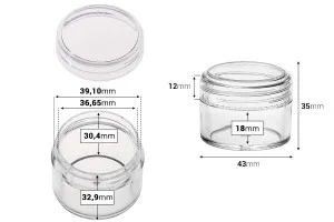 Pot en acrylique de 30ml avec couvercle - 12 pcs-2