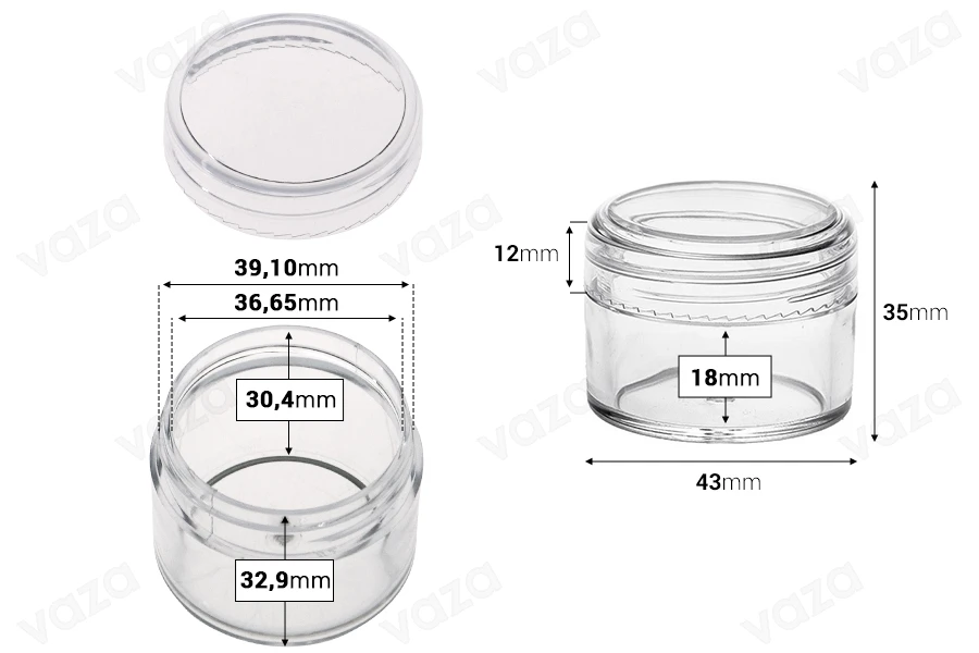 30 ml transparent acrylic jar with cap - 12 pcs-image_dimensions