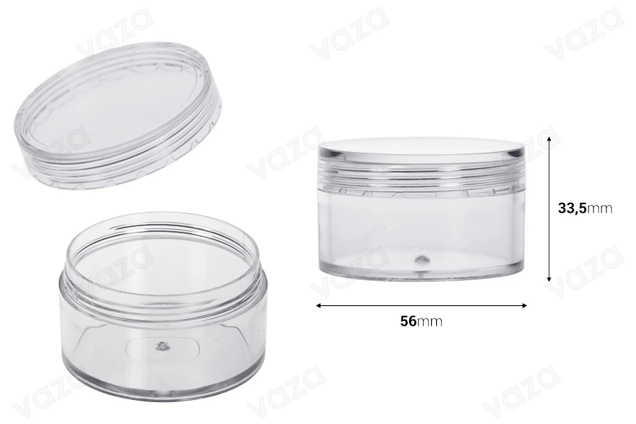 Βάζο ακρυλικό 50 ml με καπάκι - 12 τμχ-εικόνα_διαστάσεις