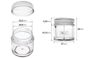 Petit pot en plastique transparent de 7ml en forme de tube 27x28 mm - 50 pcs-2