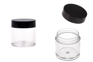 Petit pot de 10ml avec couvercle noir en plastique 49 x 21 mm avec couvercle - 12 pcs-1