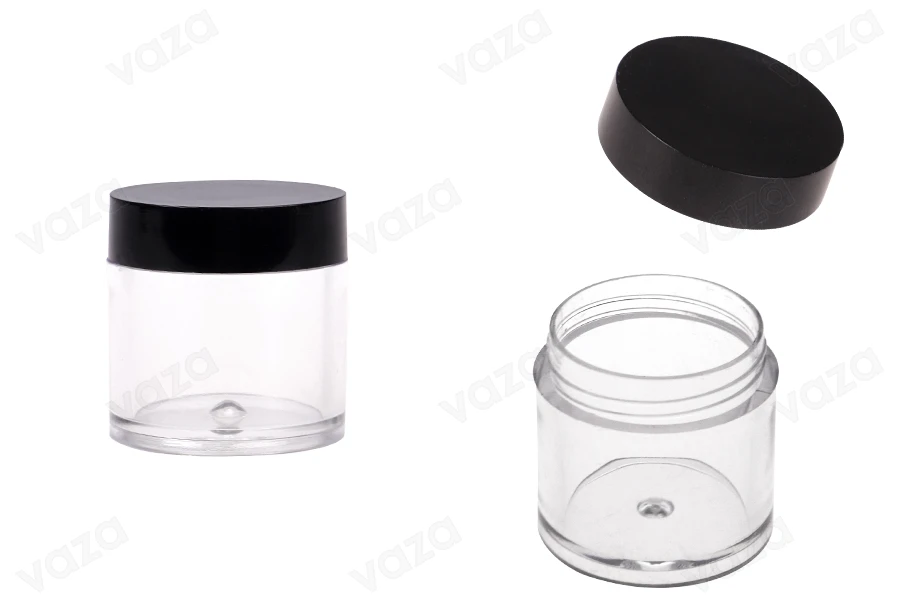 Βαζάκι 10 ml πλαστικό με μαύρο καπάκι 31x31,6 - 12 τμχ-εικόνα_προϊοντική