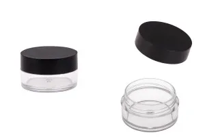 Petit pot de 5ml en acrylique transparent avec couvercle noir 31 x 18,5 mm - 12 pcs-1