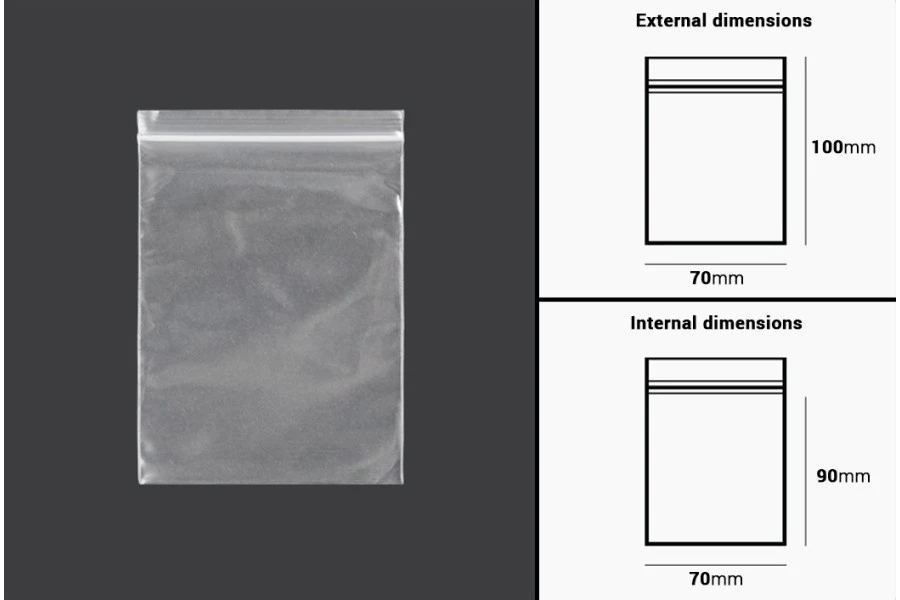 Σακουλάκια με κλείσιμο zip 70x100 mm διαφανή πλαστικά - 500 τμχ Σακουλάκια με κλείσιμο zip 70x100 mm διαφανή πλαστικά - 500 τμχ
