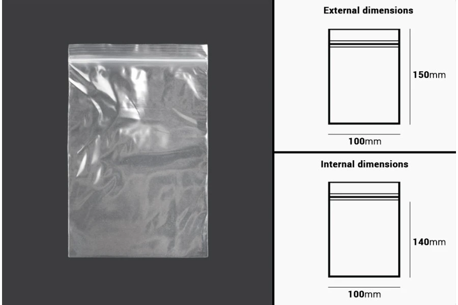 Σακουλάκια με κλείσιμο zip 100x150 mm διαφανή πλαστικά - 100 τμχ