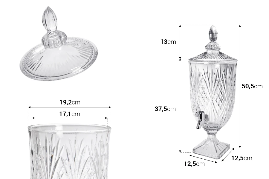 Γυάλα 5000 ml με βρυσάκι και καπάκι, κυλινδρική με τετράγωνη βάση Γυάλα 5000 ml με βρυσάκι και καπάκι, κυλινδρική με τετράγωνη βάση