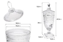 Γυάλα ανάγλυφη 3000 ml με βρυσάκι, γυάλινο καπάκι και τετράγωνη βάση Γυάλα ανάγλυφη 3000 ml με βρυσάκι, γυάλινο καπάκι και τετράγωνη βάση
