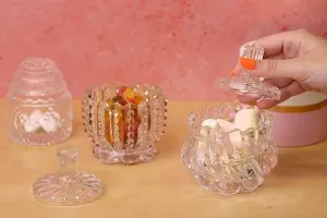 Candy buffet decoration glass jar with lid in size 86x107 mm-3