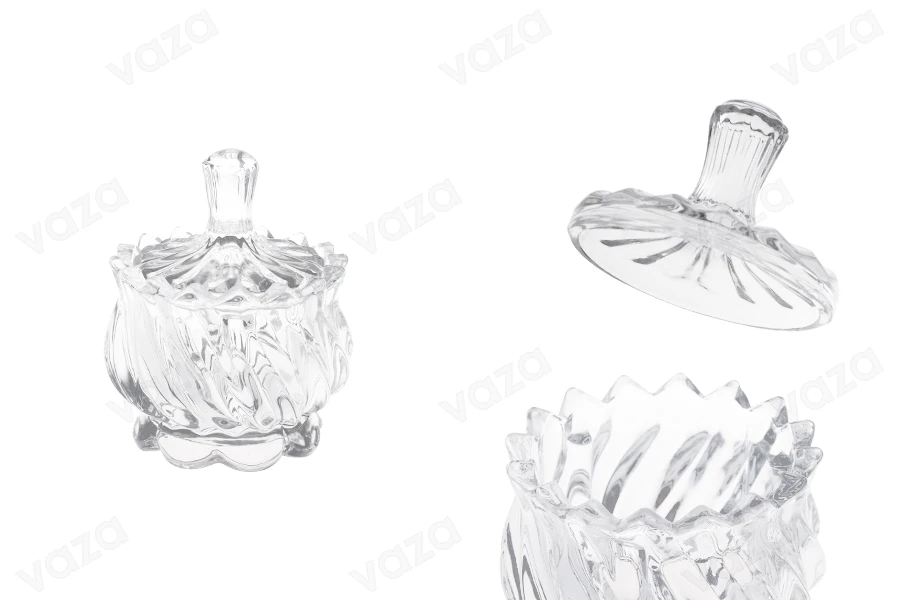 Διακοσμητική γυάλινη φοντανιέρα 140 ml 88x110 mm με καπάκι-εικόνα_προϊοντική