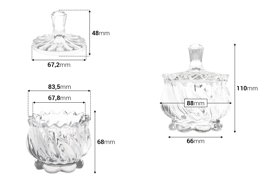 Διακοσμητική γυάλινη φοντανιέρα 140 ml 88x110 mm με καπάκι Διακοσμητική γυάλινη φοντανιέρα 140 ml 88x110 mm με καπάκι