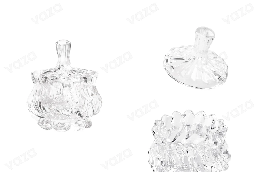 Διακοσμητική γυάλινη φοντανιέρα 140 ml 85x105 mm με καπάκι-εικόνα_προϊοντική