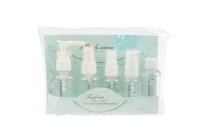 SET da viaggio bottigliette in busta di plastica con chiusura zip - 5 pz