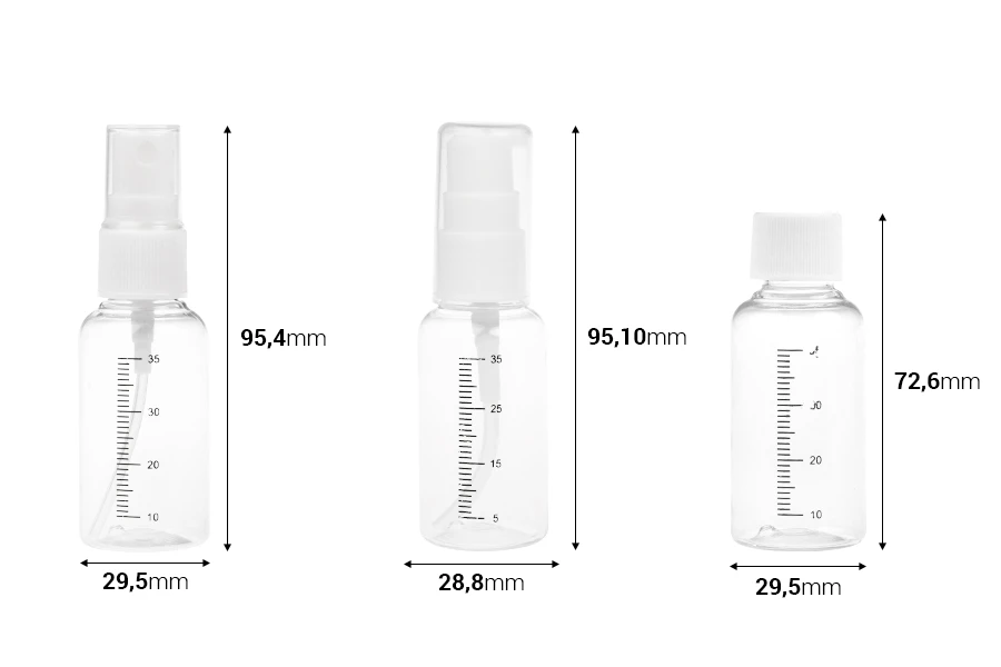 SET da viaggio bottigliette in busta di plastica con chiusura zip - 5 pz