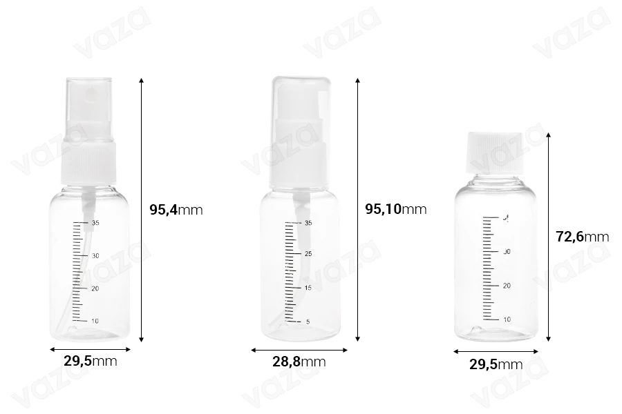 Set me shishe mini për udhëtim në çantë plastike me mbyllje zip – 5 copë   -imazh_dimensione