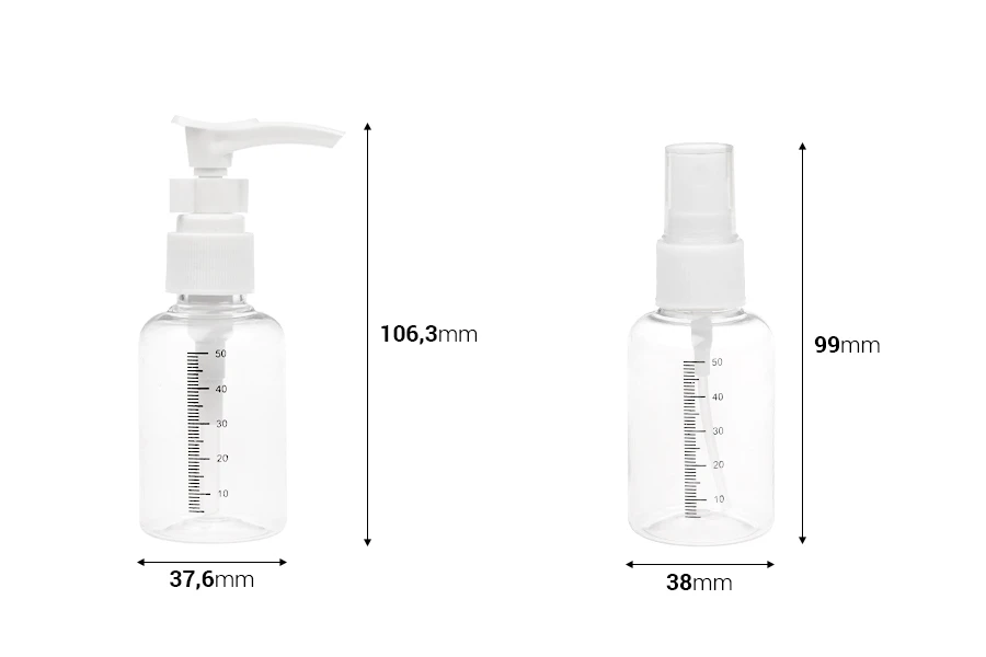 SET da viaggio bottigliette in busta di plastica con chiusura zip - 5 pz