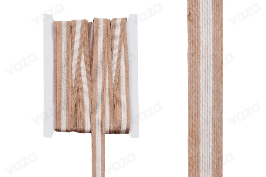 Decorative grosgrain beige-brown hessian trim, 17 mm wide (one piece is 10 meters long)-image_product