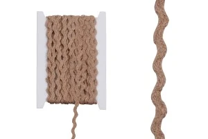 Treccia decorativa zig-zag in iuta con una larghezza di 6 mm (10 metri al pezzo) nel colore dello spago.-1
