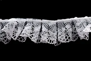 Pleated synthetic white lace trim, width 20 mm - length 10 meters each piece-1