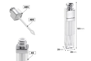 Θήκη για lip gloss 5 ml διάφανο με ασημί-2