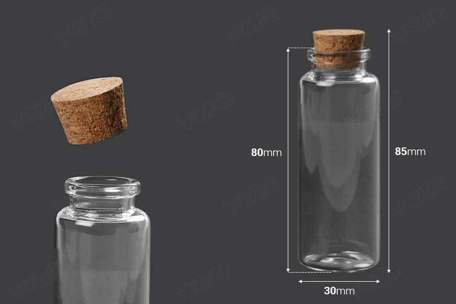 Glasflasche mit Korken - 12 Stck Glasflasche mit Korken - 12 Stck-εικόνα_διαστάσεις