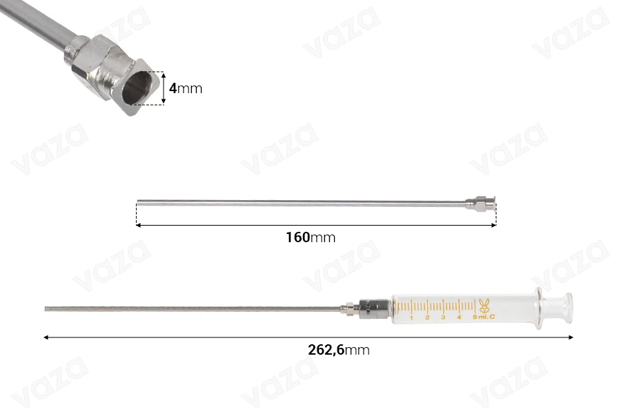 Glasspritze 5 ml  mit metallischer Spitze und Nadel-εικόνα_διαστάσεις