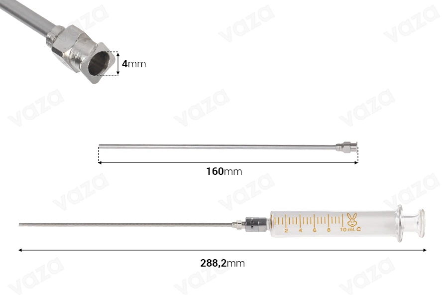 Γυάλινη σύριγγα 10ml, με μεταλλική μύτη και μεταλλική βελόνα-εικόνα_διαστάσεις