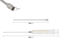 Γυάλινη σύριγγα 30ml, με μεταλλική μύτη και μεταλλική βελόνα Γυάλινη σύριγγα 30ml, με μεταλλική μύτη και μεταλλική βελόνα