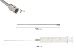 Glasspritze 30 ml mit metallischer Spitze und Nadel-2