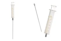 Γυάλινη σύριγγα 50ml, με μεταλλική μύτη και μεταλλική βελόνα Γυάλινη σύριγγα 50ml, με μεταλλική μύτη και μεταλλική βελόνα