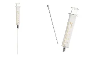Glasspritze 50 ml mit metallischer Spitze und Nadel-1