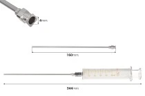 Γυάλινη σύριγγα 50ml, με μεταλλική μύτη και μεταλλική βελόνα Γυάλινη σύριγγα 50ml, με μεταλλική μύτη και μεταλλική βελόνα