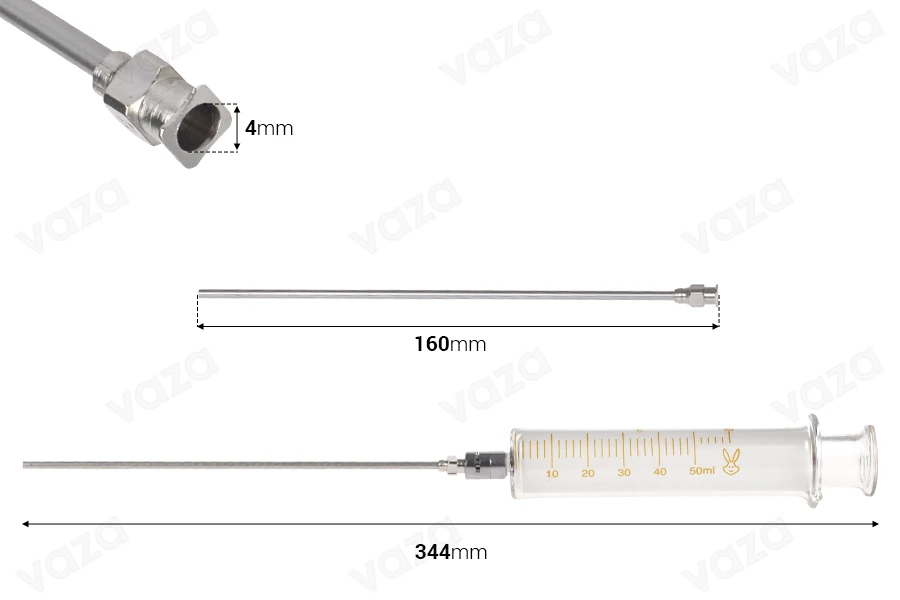 Glasspritze 50 ml mit metallischer Spitze und Nadel-bildabmessungen