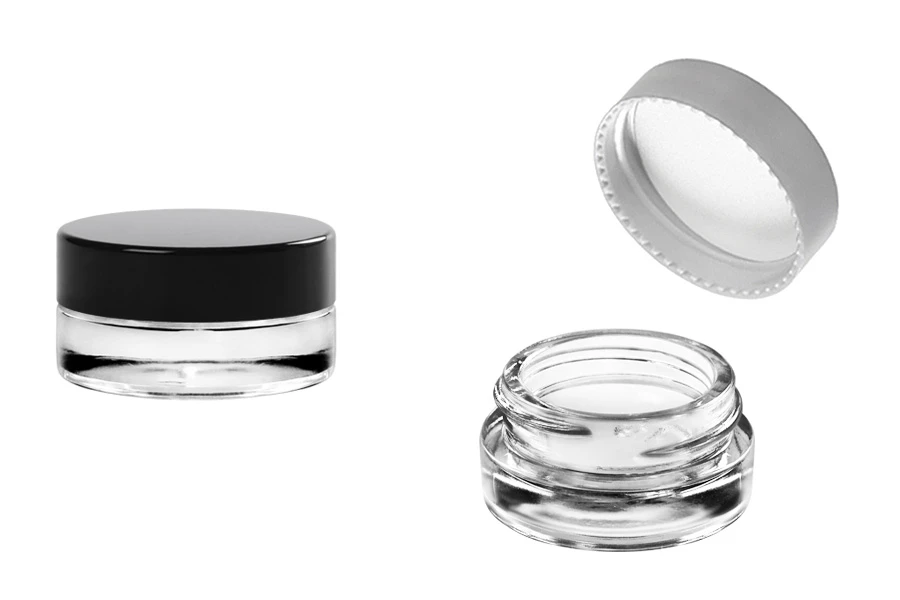 5ml Glas, transparent mit Deckel und Innendichtung