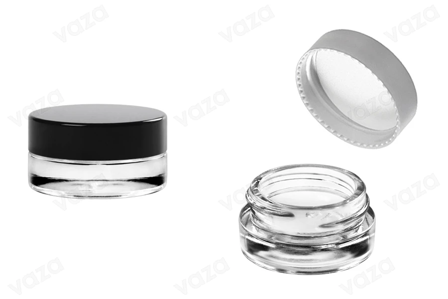 Transparent 5ml glass cream jar with cap and EPE liner inserted in the cap-image_product
