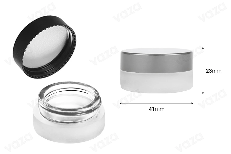 Βαζάκι 5 ml γυάλινο, αμμοβολής με καπάκι και εσωτερικό παρέμβυσμα-εικόνα_σύνθεση