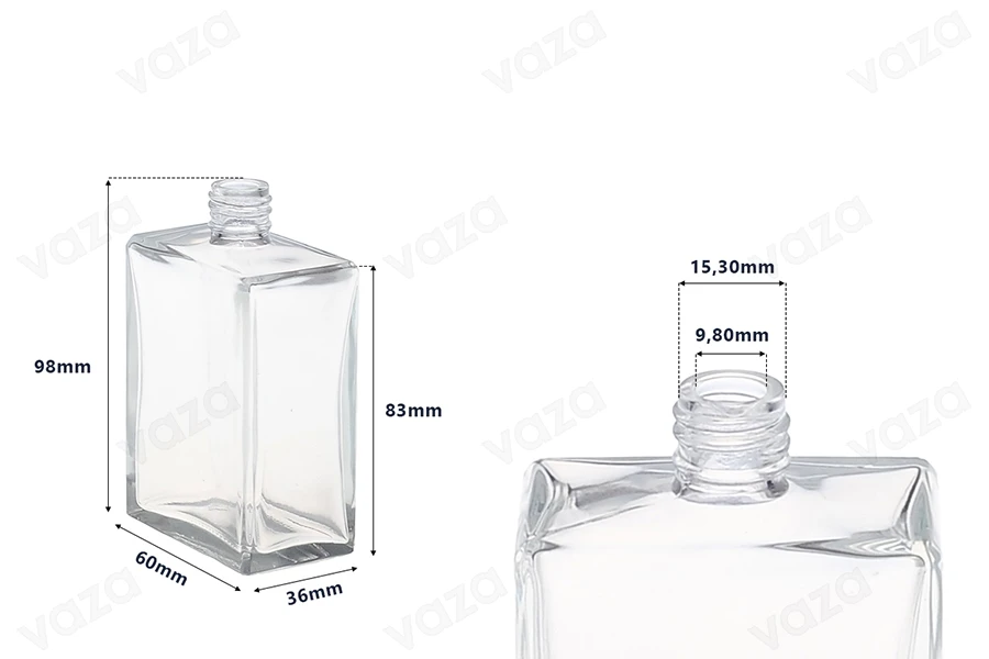 Flacone da profumo piatto rettangolare 100 ml (18/415)-dimensioni_immagine
