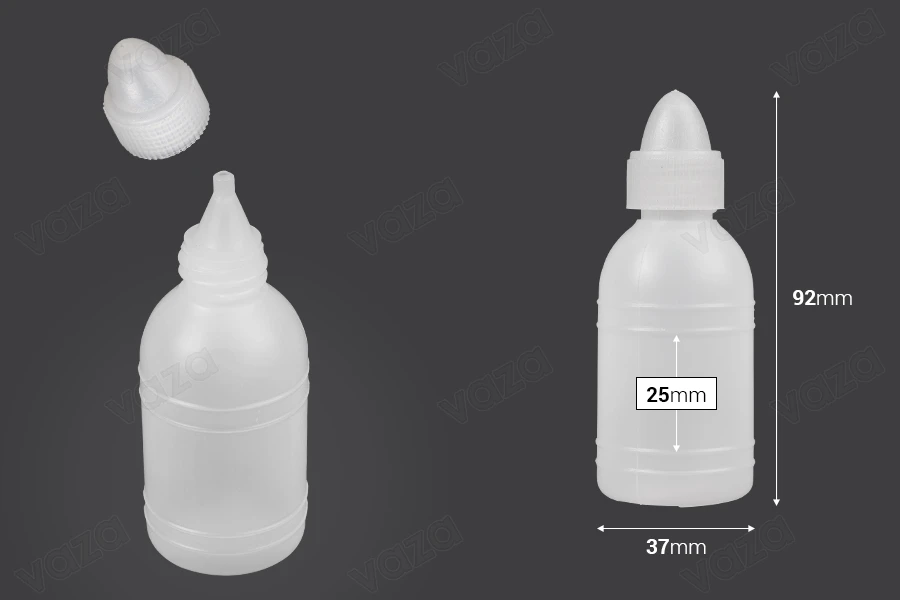 Bottiglia in plastica da 50 ml per acetone o acqua santa.-dimensioni_immagine