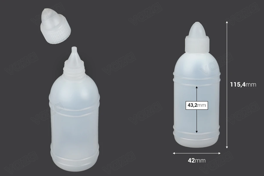 Kunststoffflasche für Nagellackentferner oder Weihwasser 100 ml-bildabmessungen