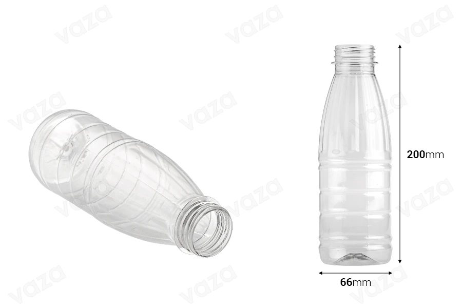 Bottiglia in plastica (PET) 500 ml trasparente - confezione da 200 pezzi-εικόνα_διαστάσεις
